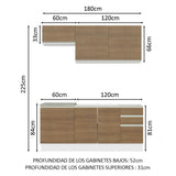 Cocina Integral Glamy Marron 180x225cm con Mesón de Acero Inoxidable con Nueve Entrepaños y sin Estufa - COCINAS | Bylmo