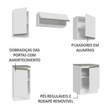 Cocina Integral Glamy Blanco 180x225cm con Mesón de Madera y sin Estufa - COCINAS | Bylmo