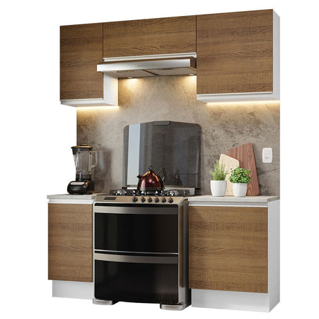 Cocina Integral Glamy Marron 180x225cm con Mesón de Madera y sin Estufa - COCINAS | Bylmo