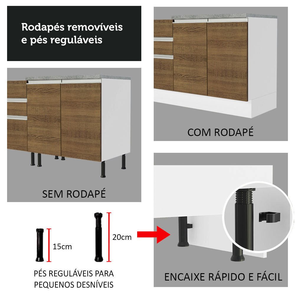 Cocina Integral Glamy Marron 180x225cm con Mesón de Madera y sin Estufa - COCINAS | Bylmo
