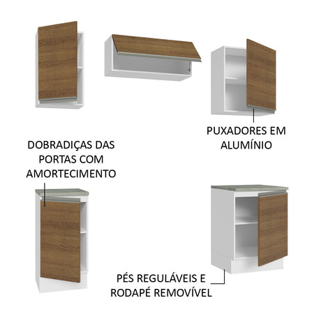 Cocina Integral Glamy Marron 180x225cm con Mesón de Madera y sin Estufa - COCINAS | Bylmo