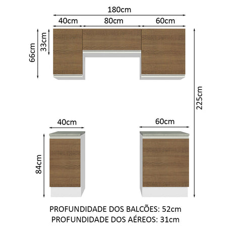 Cocina Integral Glamy Marron 180x225cm con Mesón de Madera y sin Estufa - COCINAS | Bylmo