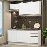 Cocina Integral Glamy Blanco 180x225cm con Mesón de Acero Inoxidable y sin Estufa - COCINAS | Bylmo