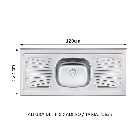Cocina Integral Glamy Blanco 180x225cm con Mesón de Acero Inoxidable y sin Estufa - COCINAS | Bylmo