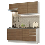 Cocina Integral Glamy Marron 180x225cm con Mesón de Acero Inoxidable y sin Estufa - COCINAS | Bylmo