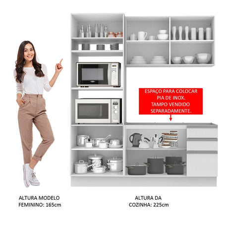 Cocina Integral Laura Blanco 190x225cm sin Mesón y sin Estufa - COCINAS | Bylmo