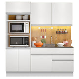 Cocina Integral Livia Blanco 190x225cm sin Mesón con Dos Cajones y sin Estufa - COCINAS | Bylmo