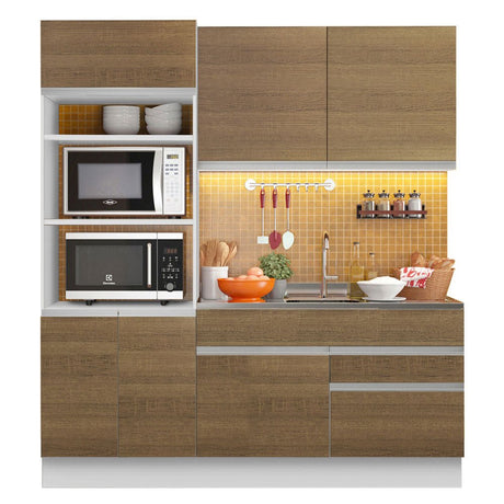 Cocina Integral Livia Marron 190x225cm sin Mesón y sin Estufa - COCINAS | Bylmo