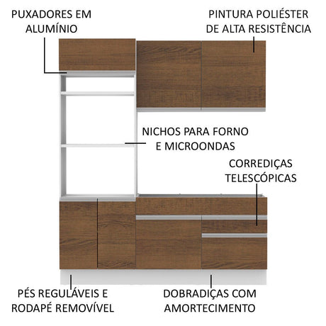 Cocina Integral Livia Marron 190x225cm sin Mesón y sin Estufa - COCINAS | Bylmo