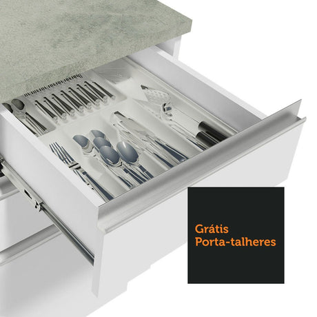 Cocina Integral Glamy Blanco 200x225cm sin Mesón con Tres Cajones y sin Estufa - COCINAS | Bylmo