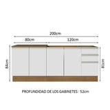 Cocina Integral Glamy Blanco 200x225cm con Mesón de Acero Inoxidable y sin Estufa - COCINAS | Bylmo