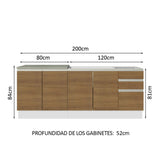 Cocina Integral Glamy Marron 200x225cm con Mesón de Acero Inoxidable y sin Estufa - COCINAS | Bylmo