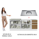 Cocina Integral Glamy Marron 200x225cm con Mesón de Acero Inoxidable y sin Estufa - COCINAS | Bylmo