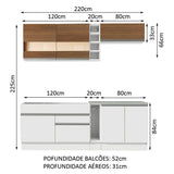 Cocina Integral Parma Marron y Blanco 220x225cm sin Mesón con Dos Cajones y sin Estufa - COCINAS | Bylmo