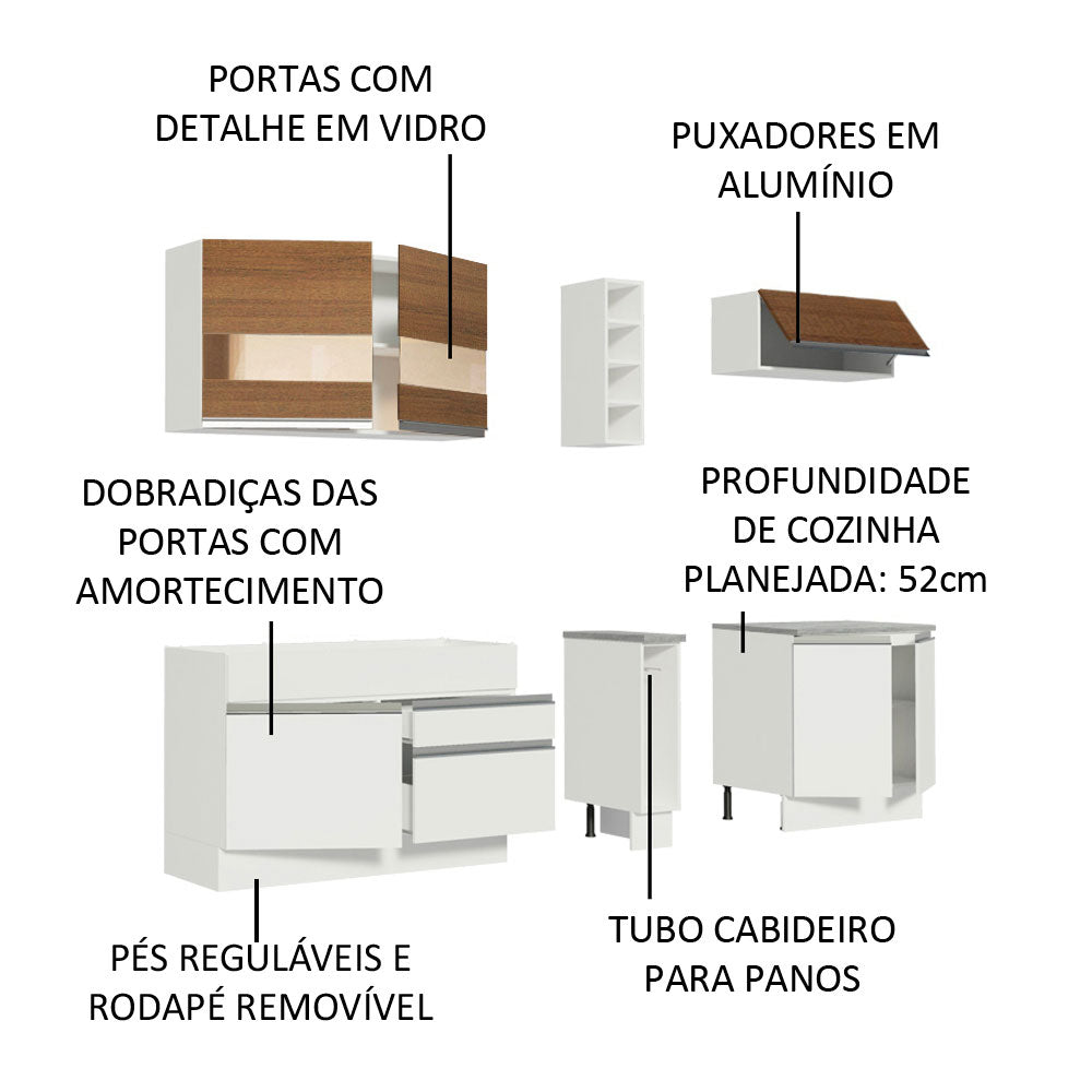Cocina Integral Parma Marron y Blanco 220x225cm sin Mesón con Dos Cajones y sin Estufa - COCINAS | Bylmo