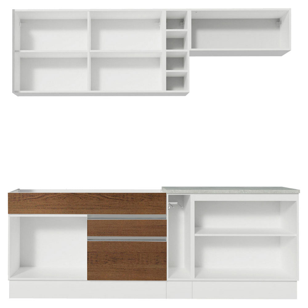 Cocina Integral Parma Marron 220x225cm sin Mesón con Dos Cajones y sin Estufa - COCINAS | Bylmo