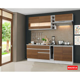 Cocina Integral Parma Marron 220x225cm sin Mesón con Dos Cajones y sin Estufa - COCINAS | Bylmo