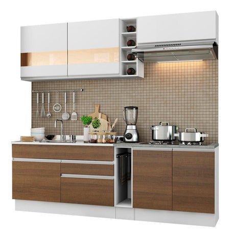Cocina Integral Parma Blanco 220x225cm sin Mesón con Seis Puertas y sin Estufa - COCINAS | Bylmo