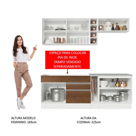 Cocina Integral Parma Blanco 220x225cm sin Mesón con Seis Puertas y sin Estufa - COCINAS | Bylmo