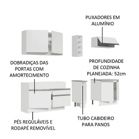 Cocina Integral Parma Blanco 220x225cm sin Mesón con Trece Entrepaños y sin Estufa - COCINAS | Bylmo