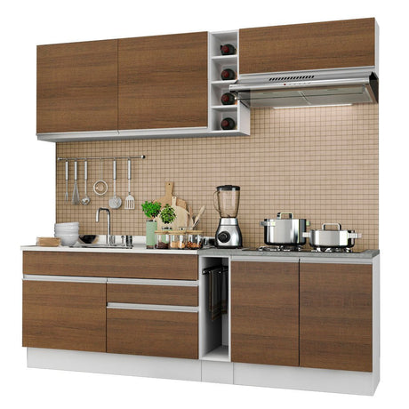 Cocina Integral Parma Marron 220x225cm sin Mesón y sin Estufa - COCINAS | Bylmo