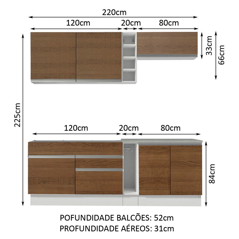 Cocina Integral Parma Marron 220x225cm sin Mesón y sin Estufa - COCINAS | Bylmo