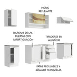 Cocina Integral Glamy Blanco 240x225cm con Mesón de Acero Inoxidable y sin Estufa - COCINAS | Bylmo