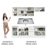 Cocina Integral Glamy Blanco 240x225cm con Mesón de Acero Inoxidable y sin Estufa - COCINAS | Bylmo