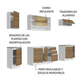 Cocina Integral Glamy Marron 240x225cm con Mesón de Acero Inoxidable y sin Estufa - COCINAS | Bylmo