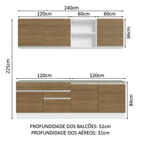 Cocina Integral Glamy Marron 240x225cm con Mesón de Madera y sin Estufa - COCINAS | Bylmo