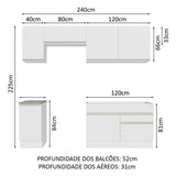 Cocina Integral Glamy Blanco 240x225cm sin Mesón con Dos Cajones y sin Estufa - COCINAS | Bylmo