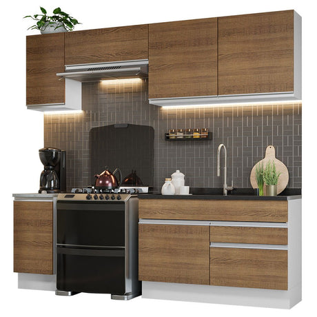 Cocina Integral Glamy Marron 240x225cm sin Mesón con Dos Cajones y sin Estufa - COCINAS | Bylmo