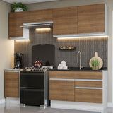 Cocina Integral Glamy Marron 240x225cm sin Mesón con Dos Cajones y sin Estufa - COCINAS | Bylmo