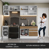 Cocina Integral Glamy Marron 240x225cm sin Mesón con Dos Cajones y sin Estufa - COCINAS | Bylmo