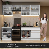 Cocina Integral Glamy Blanco 240x225cm sin Mesón con Seis Puertas y sin Estufa - COCINAS | Bylmo