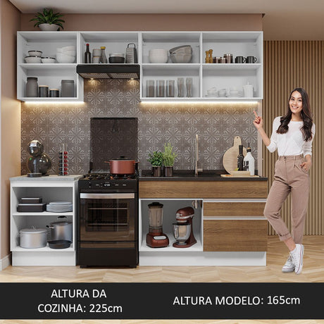Cocina Integral Glamy Marron 240x225cm sin Mesón con Seis Puertas y sin Estufa - COCINAS | Bylmo