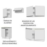 Cocina Integral Glamy Blanco 240x225cm sin Mesón con Siete Puertas y sin Estufa - COCINAS | Bylmo