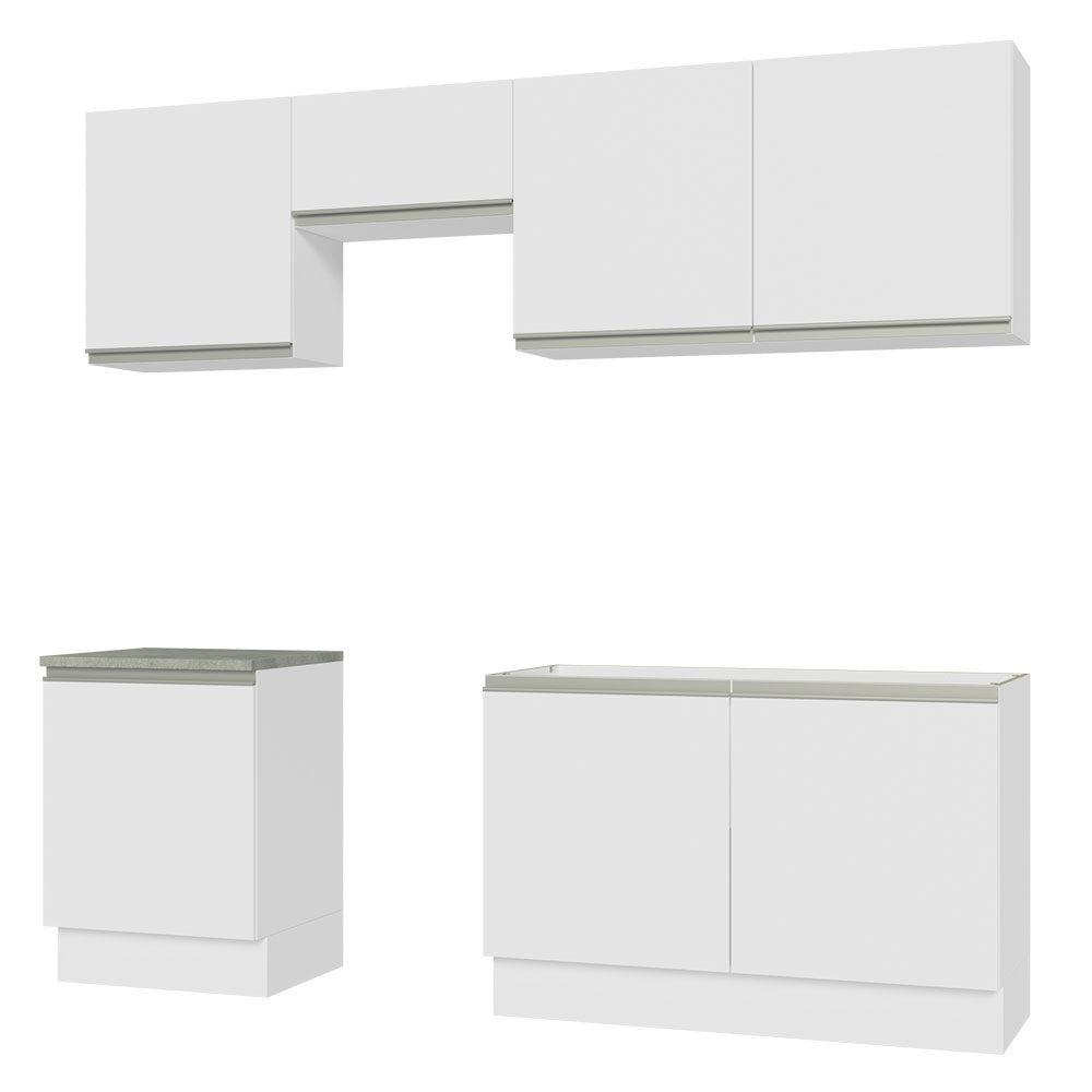 Cocina Integral Glamy Blanco 240x225cm sin Mesón con Siete Puertas y sin Estufa - COCINAS | Bylmo