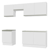 Cocina Integral Glamy Blanco 240x225cm sin Mesón con Siete Puertas y sin Estufa - COCINAS | Bylmo
