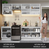 Cocina Integral Glamy Blanco 240x225cm sin Mesón con Siete Puertas y sin Estufa - COCINAS | Bylmo