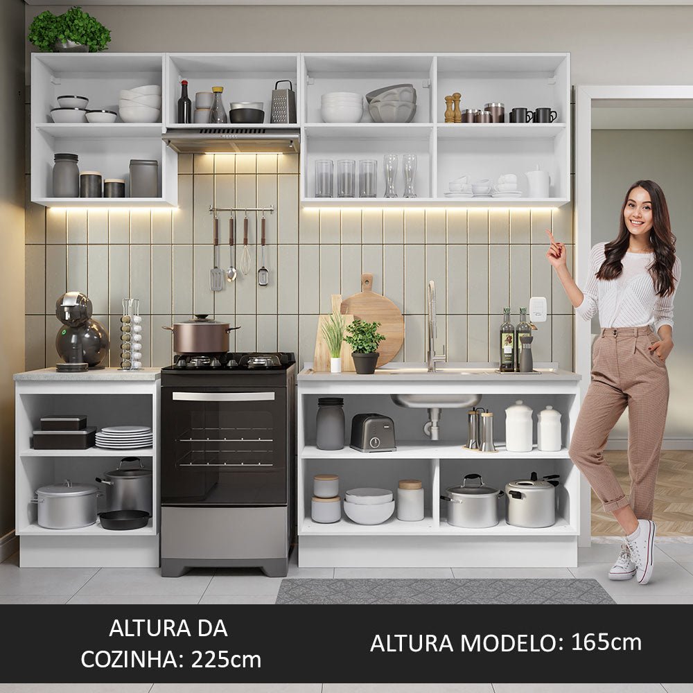 Cocina Integral Glamy Marron 240x225cm sin Mesón con Siete Puertas y sin Estufa - COCINAS | Bylmo