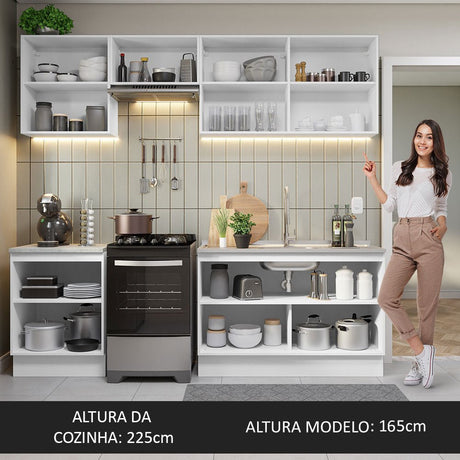 Cocina Integral Glamy Marron 240x225cm sin Mesón con Siete Puertas y sin Estufa - COCINAS | Bylmo