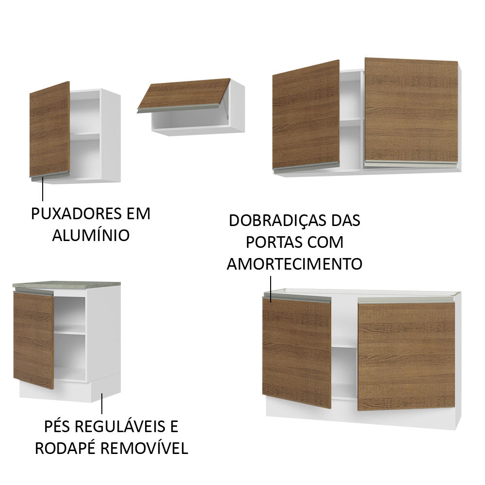 Cocina Integral Glamy Marron 240x225cm sin Mesón con Siete Puertas y sin Estufa - COCINAS | Bylmo