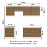 Cocina Integral Glamy Marron 240x225cm sin Mesón con Siete Puertas y sin Estufa - COCINAS | Bylmo