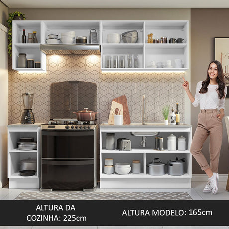 Cocina Integral Glamy Blanco 240x225cm sin Mesón y sin Estufa - COCINAS | Bylmo
