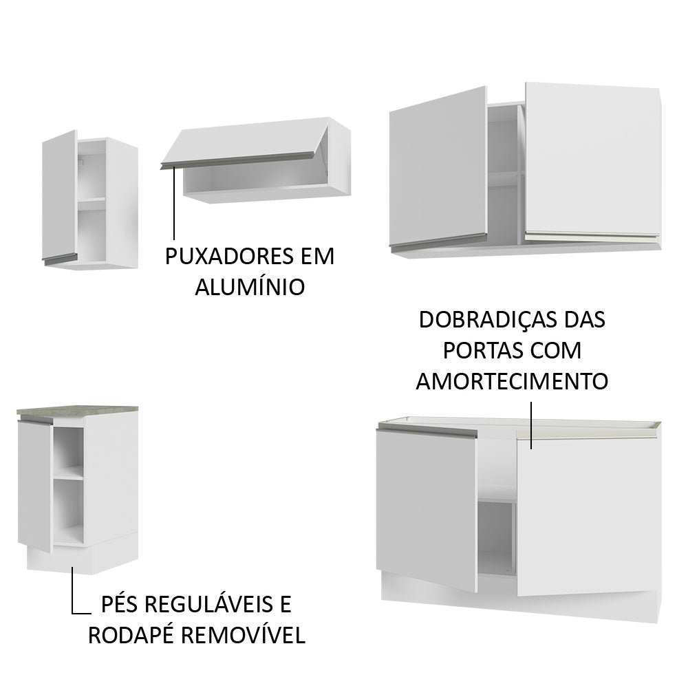 Cocina Integral Glamy Blanco 240x225cm sin Mesón y sin Estufa - COCINAS | Bylmo