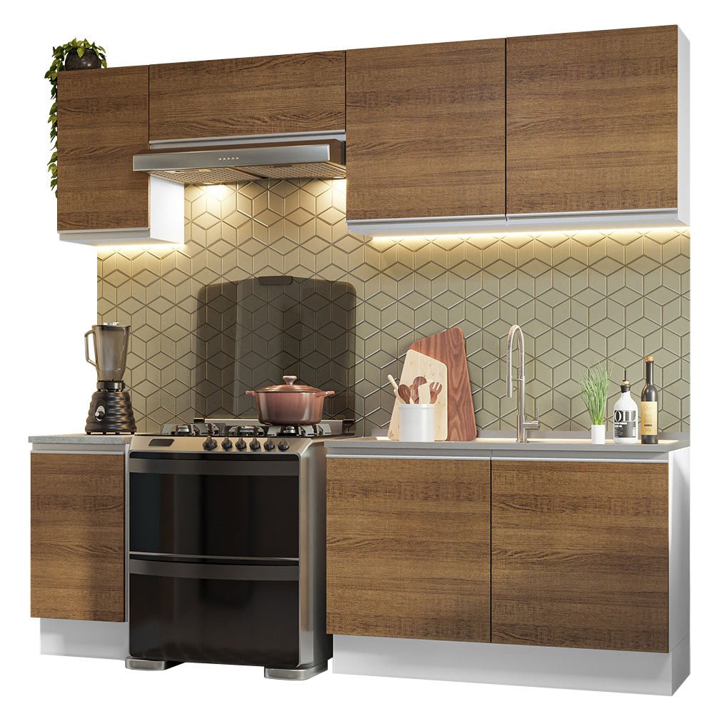 Cocina Integral Glamy Marron 240x225cm sin Mesón y sin Estufa - COCINAS | Bylmo