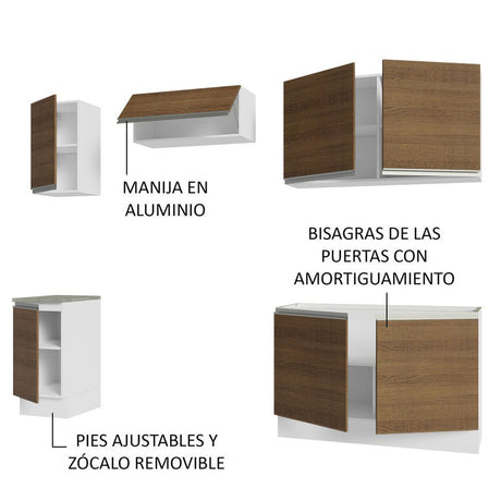 Cocina Integral Glamy Marron 240x225cm sin Mesón y sin Estufa - COCINAS | Bylmo