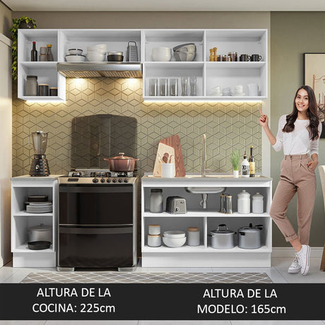 Cocina Integral Glamy Marron 240x225cm sin Mesón y sin Estufa - COCINAS | Bylmo