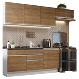 Cocina Integral Glamy Marron 260x225cm sin Mesón con Dos Cajones y sin Estufa - COCINAS | Bylmo